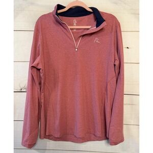 Rhoback Mens XL Performance Quarter Zip Pullover Heather Red Coral Thumbholes